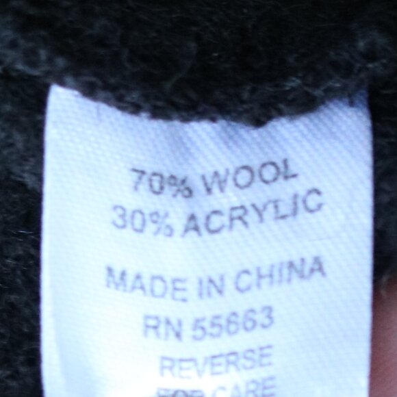 For Cynthis Black Boiled Wool Blend Wide Collar Zipper Bottom Long Open Vest S/M - Picture 7 of 7